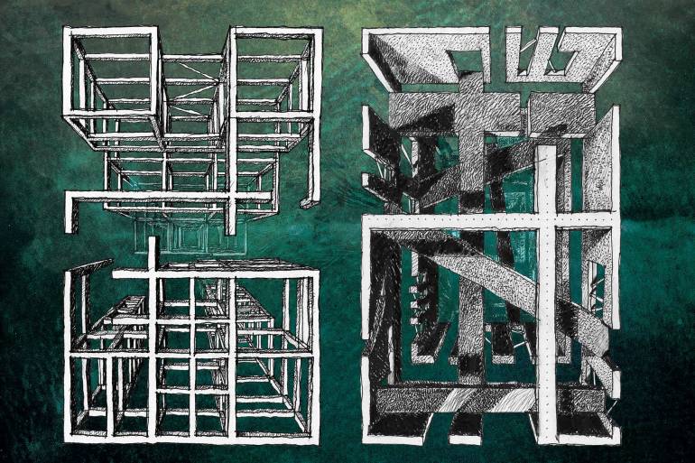 Carlo Prati. Aphex grid/Oneohtrix point never. 2015. Tecnica Mista. cm 180x120.