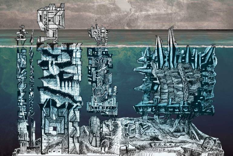 Carlo Prati. Verso Atlantide. 2015. Tecnica Mista. cm 180x120.